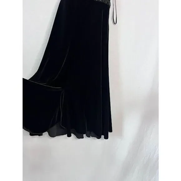 Y2K Vintage Black Stretch Velvet sequin Halter Top Dress Blondie Nites Size 9 - Picture 3 of 6